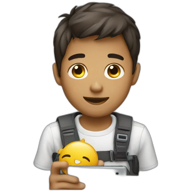 Boy emoji with phone with pc  emoji