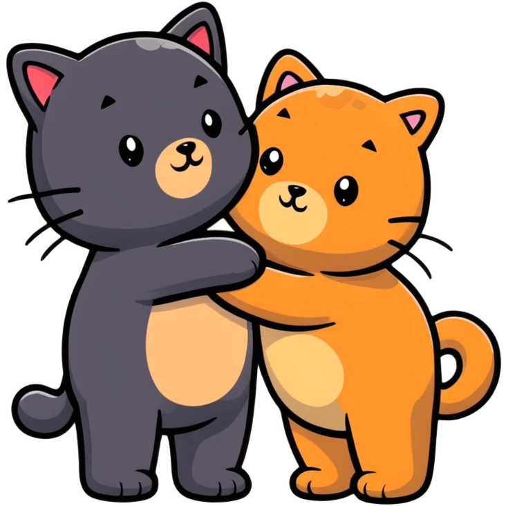Cat and bear love each other  emoji