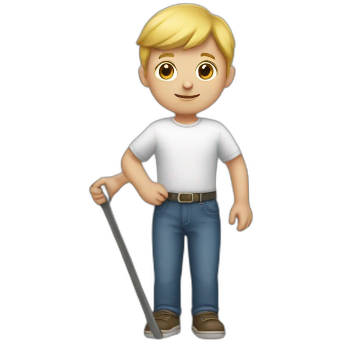 white kid holding a rake emoji