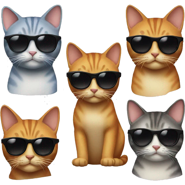 6 cool cats wearing sunglasses emoji