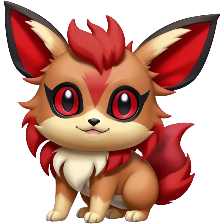 Cute cool black red animal Eeveelution-Fakemon-hybrid full body emoji
