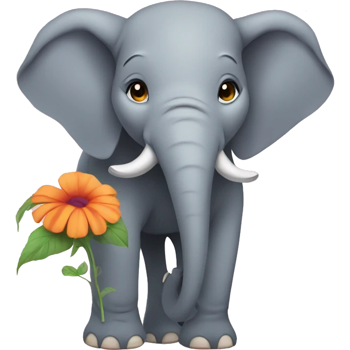 Elephant eating flower emoji