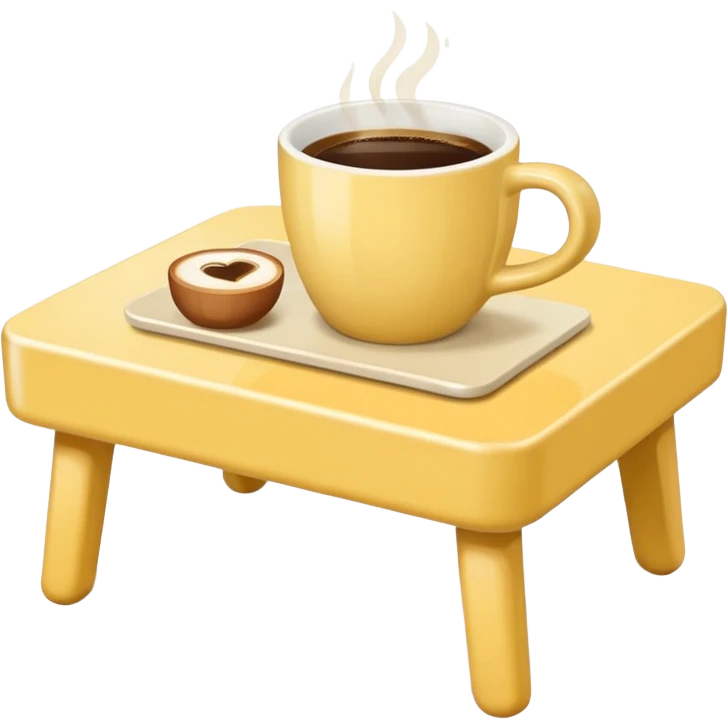 light yellow coffe table, coffee on top
 emoji