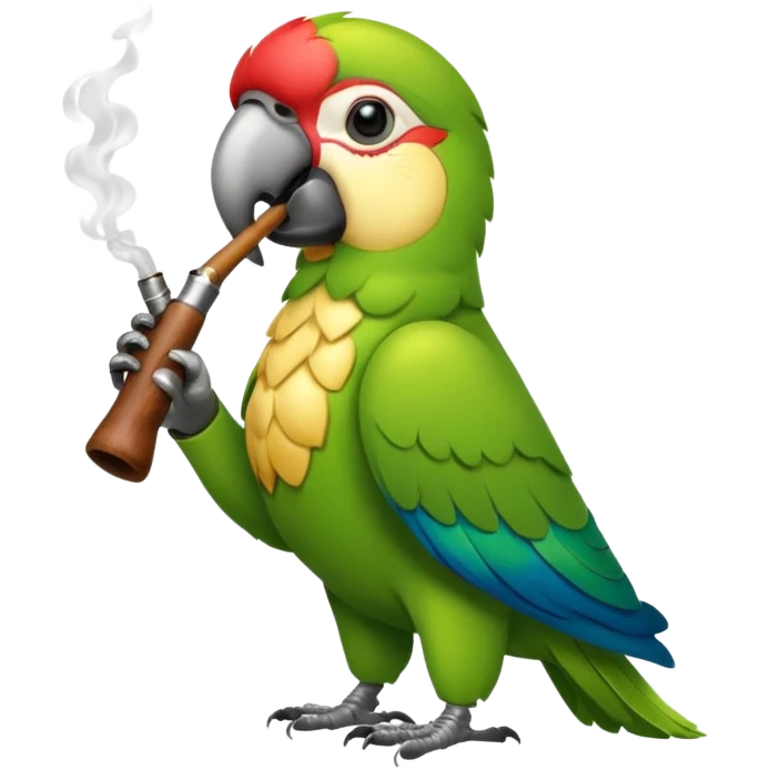 green parrot smoking pipe emoji