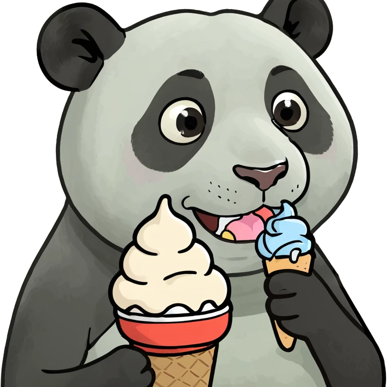 Panda eating ice cream emoji