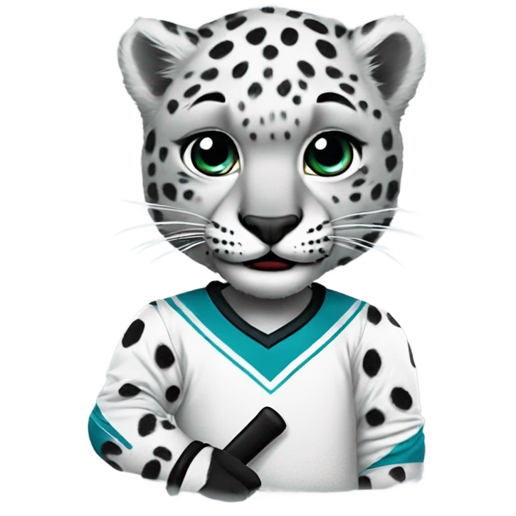 snow leopard as a "ak bars" hockey player emoji