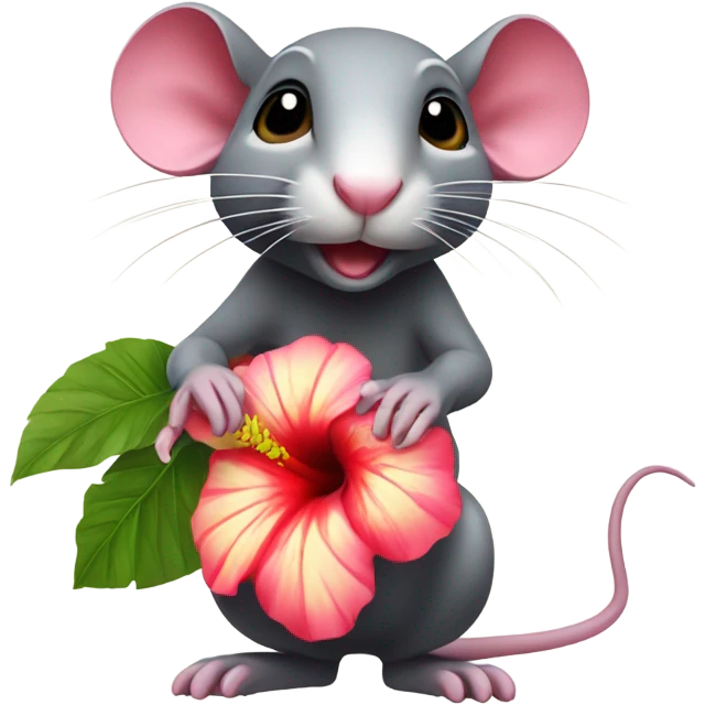 Rat With hibiscus flower emoji
