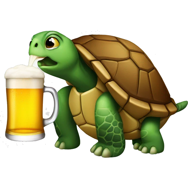Turtle drinking a beer emoji