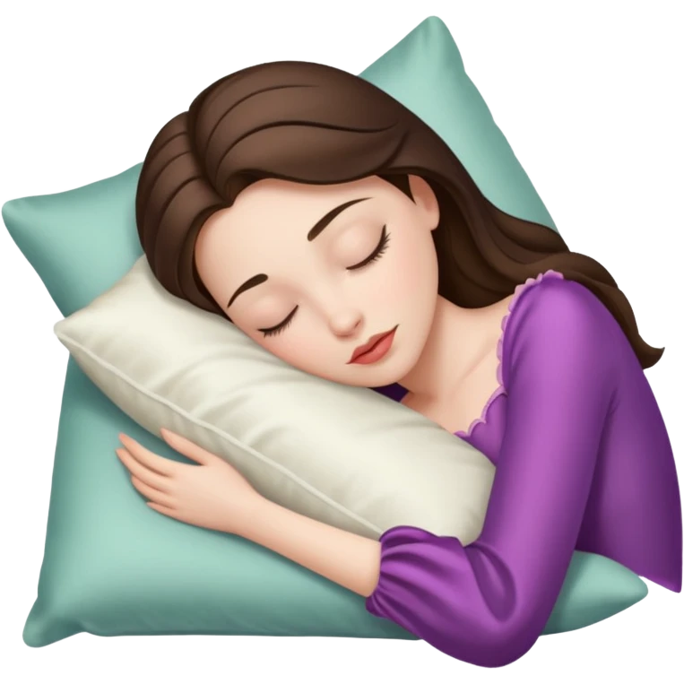 sleeping beauty brunette white girl with a silk pillow emoji