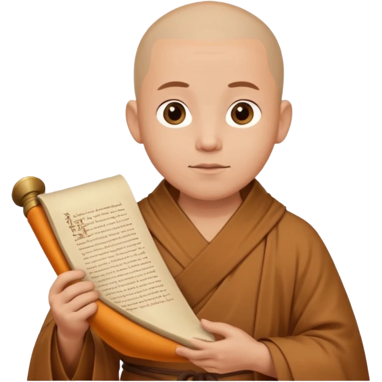 A gentle monk in simple robes, holding a scroll with serene expression.
 emoji
