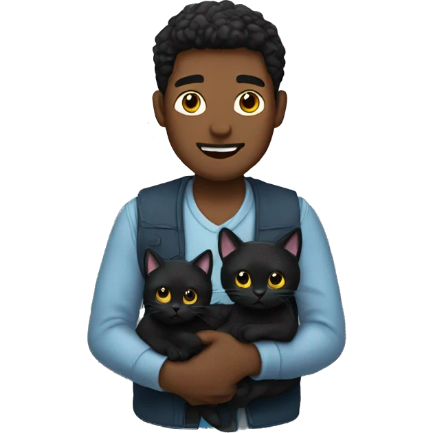 men holding two black cats  emoji