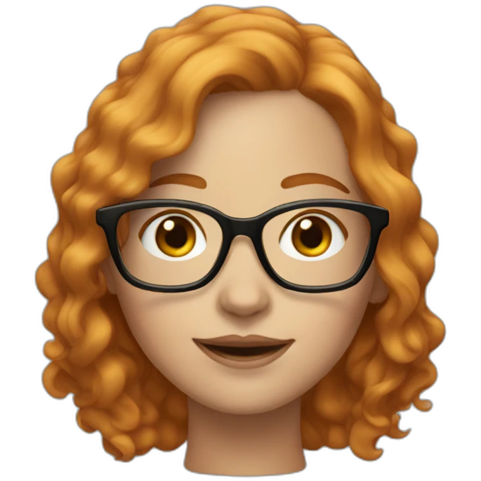 white woman with short wavy ginger hair and square glasses emoji