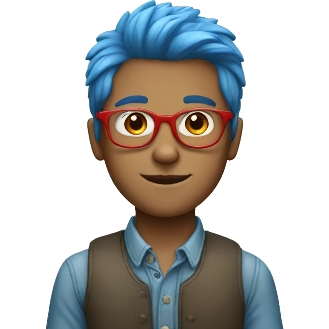 Boy with blue hair and red glasses  emoji