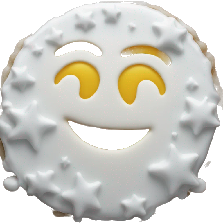 Smiley face emoji covered in icing emoji