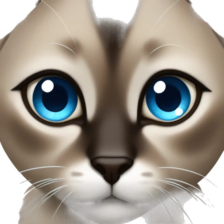dark brown hair colored siamese cat with blue eyeball and black pupil emoji