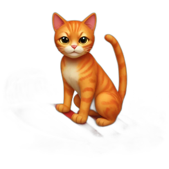 Cute red cat on a surf emoji