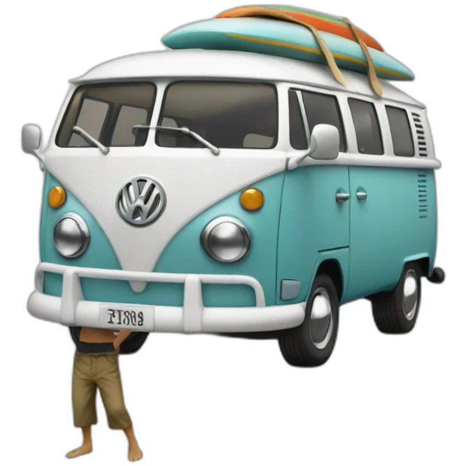 surfer with vw bus emoji