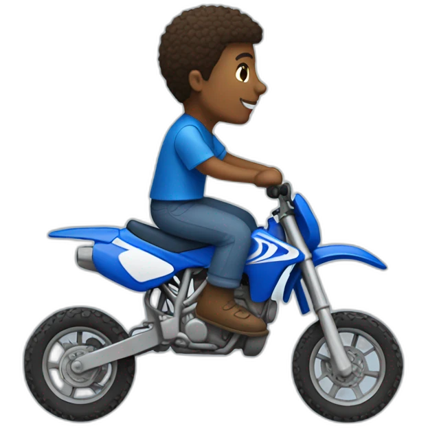 Person riding a blue dirt bike side profile emoji