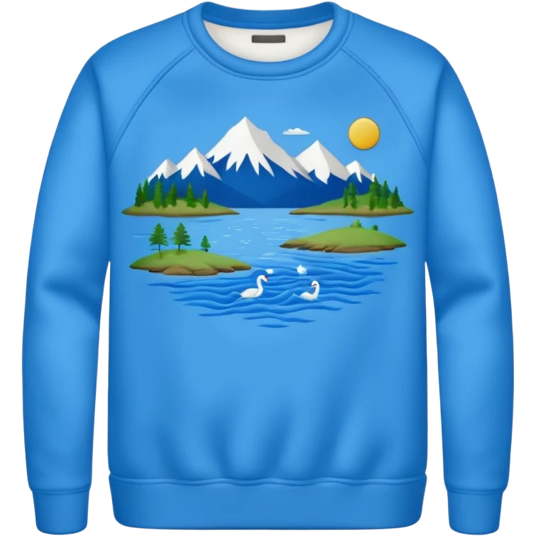 Sweat shirt with embroidered extremely small lake design emoji