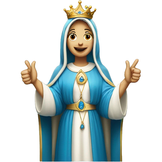virgin mary thumbs up blue veil with crown emoji