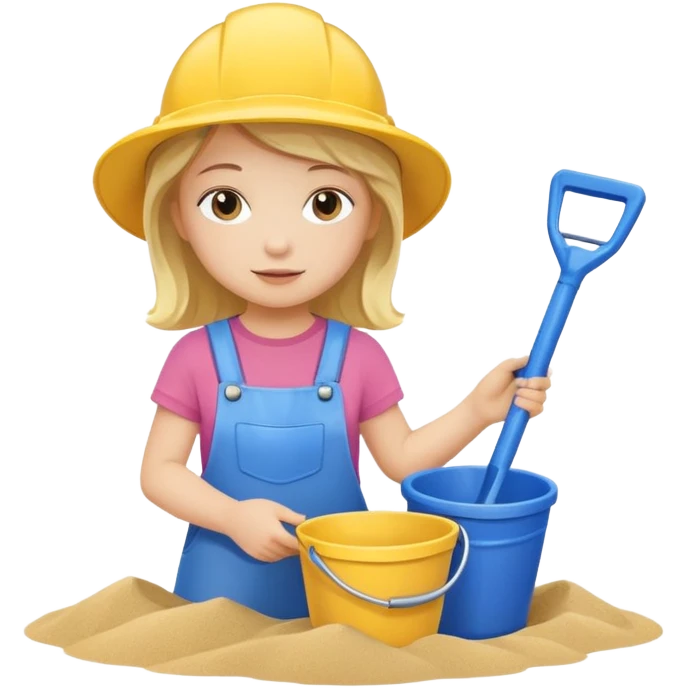 kid girl with toy sand bucket and shovel emoji