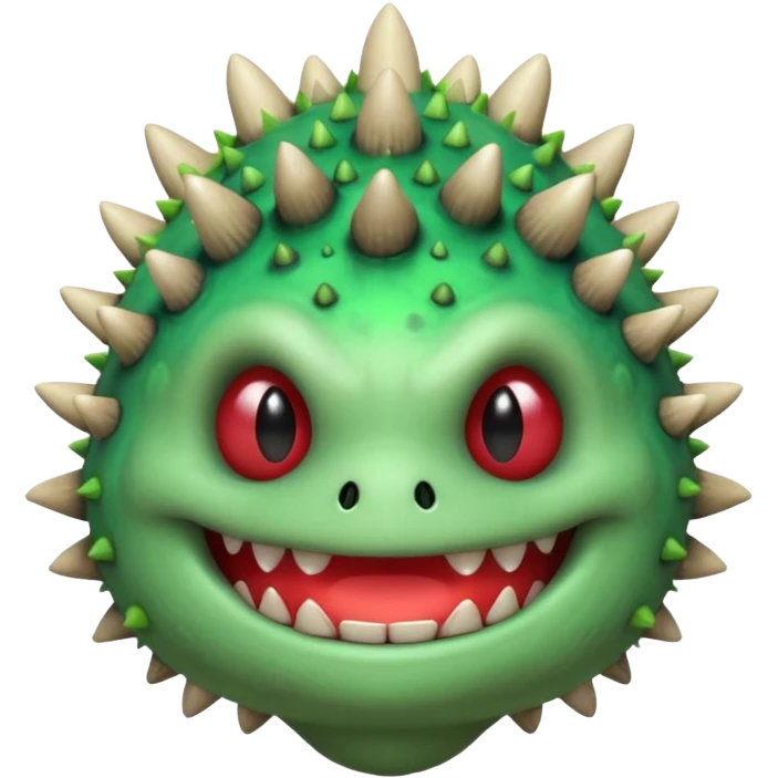 poisonous mushroom monster portrait, head and shoulders only, toxic green glow, scary grin, spiky mushroom head, 3D cartoon, mobile game icon style, clean background, no text, no watermark

 emoji