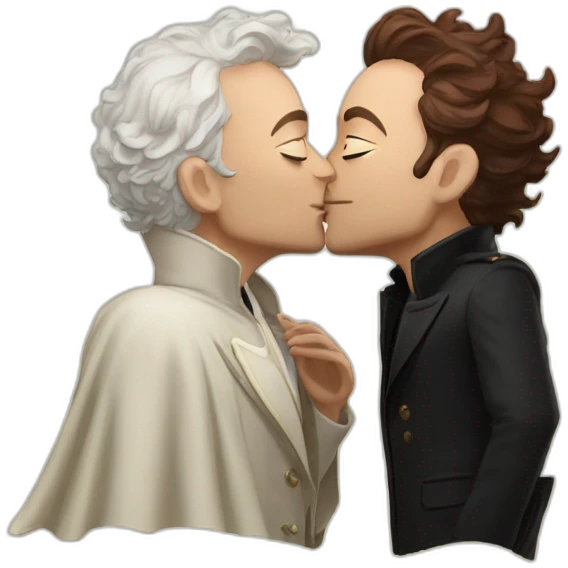 Good Omens Crowley kissing Aziraphale emoji