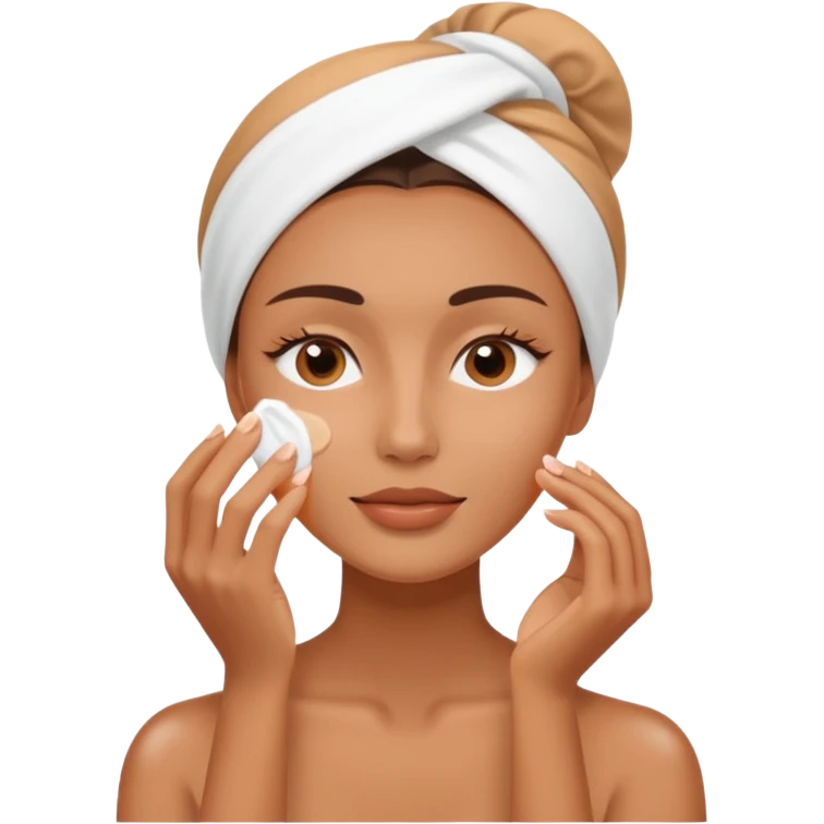 Perempuan lagi skincare (tapi yang lebih ketutup) fokus di muka emoji