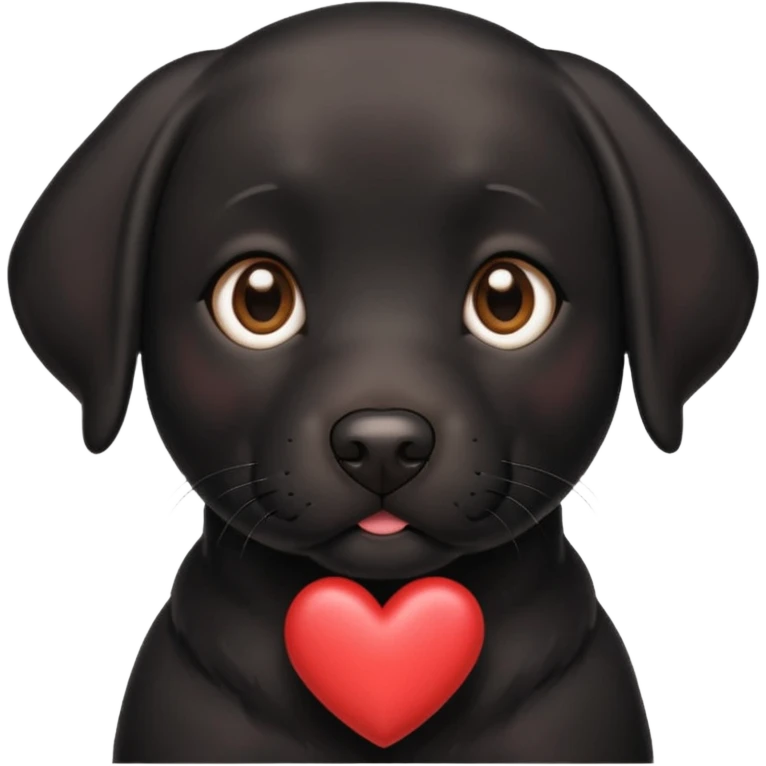 Black lab with heart emoji