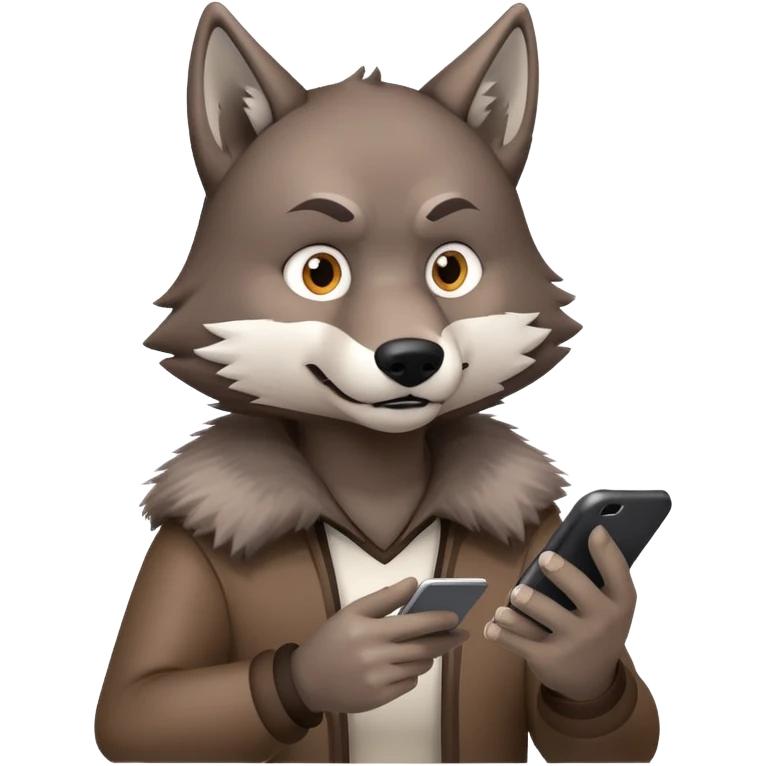 wolf checking fantasy football stats on phone emoji