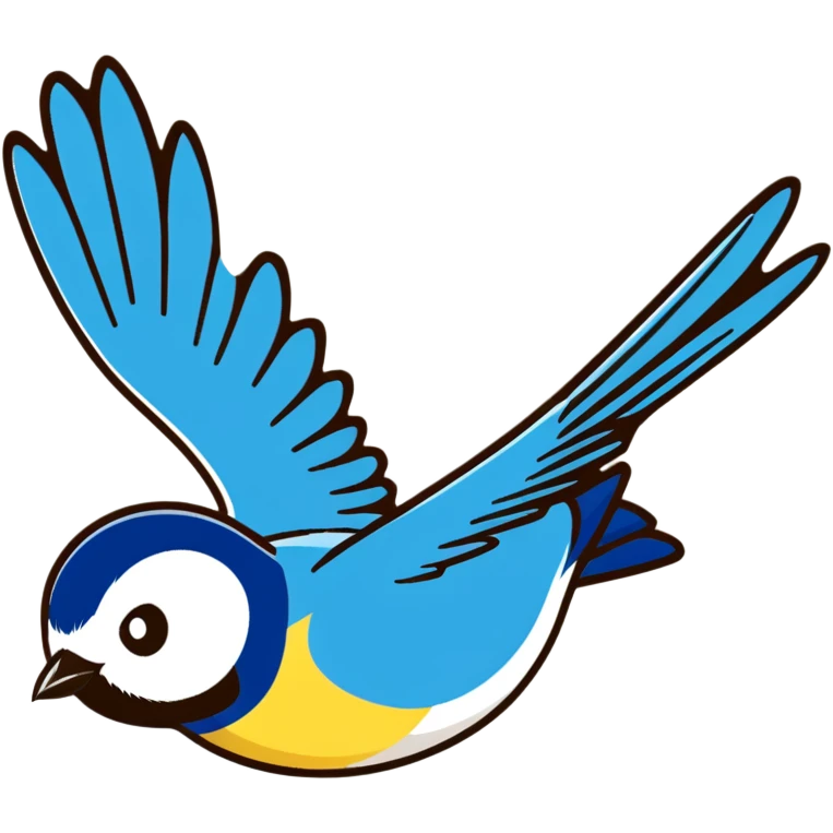 Eurasian blue tit bird flying in the air emoji