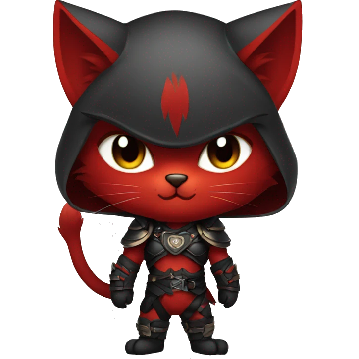 Edgy cool anthro black red cat warrior emoji