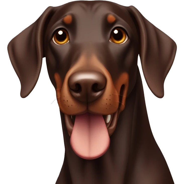 happy chocolate doberman with floppy ears emoji