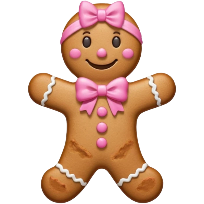 Make a gingerbread wear a pink bow emoji