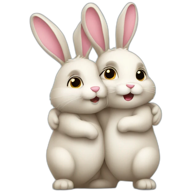 2 bunnies hugging emoji