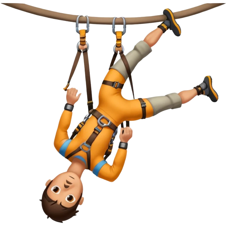 climber hanging on upside down emoji
