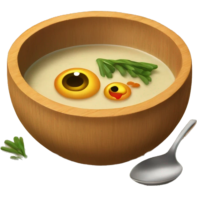 Soup in wood bowl emoji