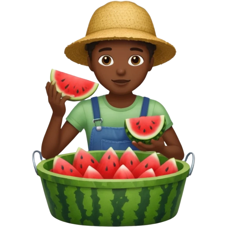 Black person sitting in a bucket eating watermelon emoji
