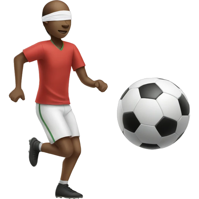 Blindfolded person catching a soccer ball emoji