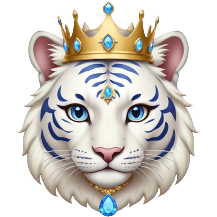 ESO Female white tiger khajiit leader of the umbral rose, blue eyes, blue 'third eye' gem, something symbolizing leadership ruling  emoji