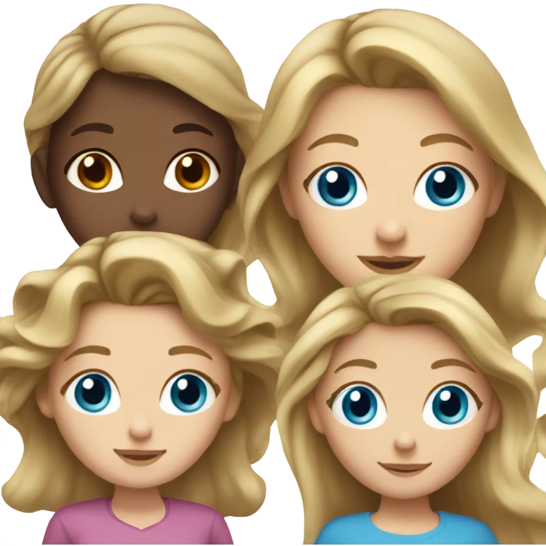 Mother with dirty blonde hair and blue eyes, daughter with brown hair and blue eyes emoji