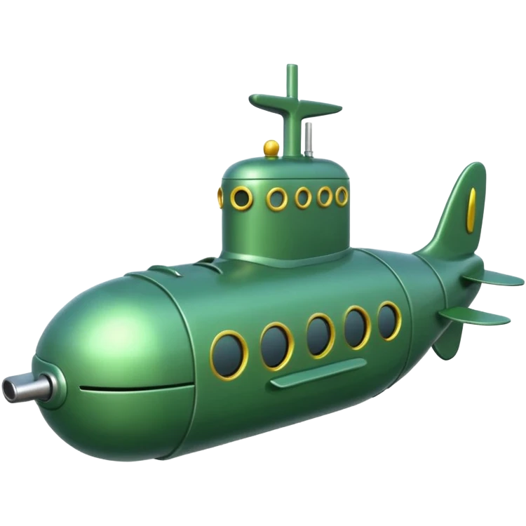 green mini single submarine in cartoon  emoji