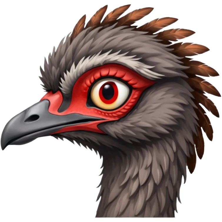 Emu head and neck with red eyes emoji