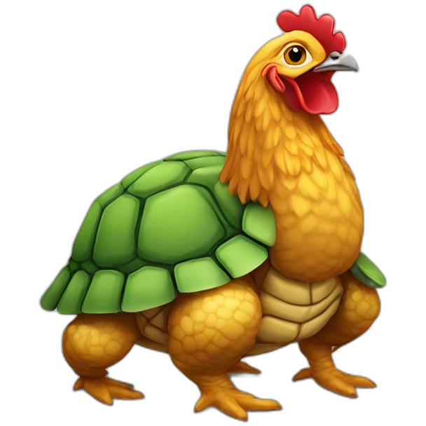 poulet sur une tortue emoji