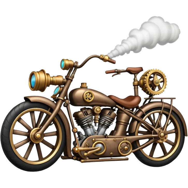Tandem-wheel double rear axle steam engine motorcycle (two wheels in the back, one in front of the other) emoji