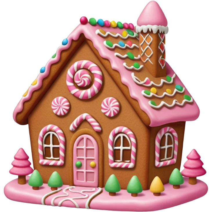 Gingerbread house pink emoji
