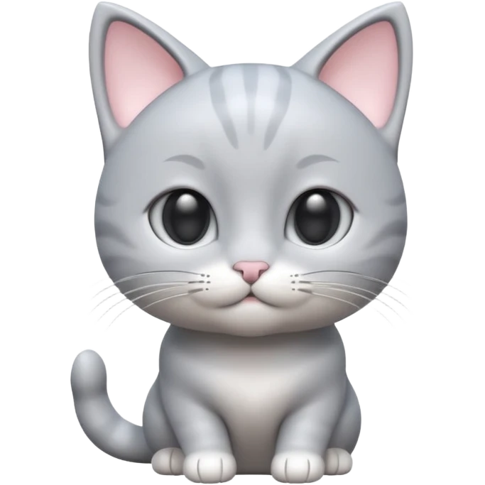 A 3D cartoon silver-gray Cute cat with smooth skin, gentle expression, elegant pastel lighting, cinematic Memoji rendering. full body or half body. emoji