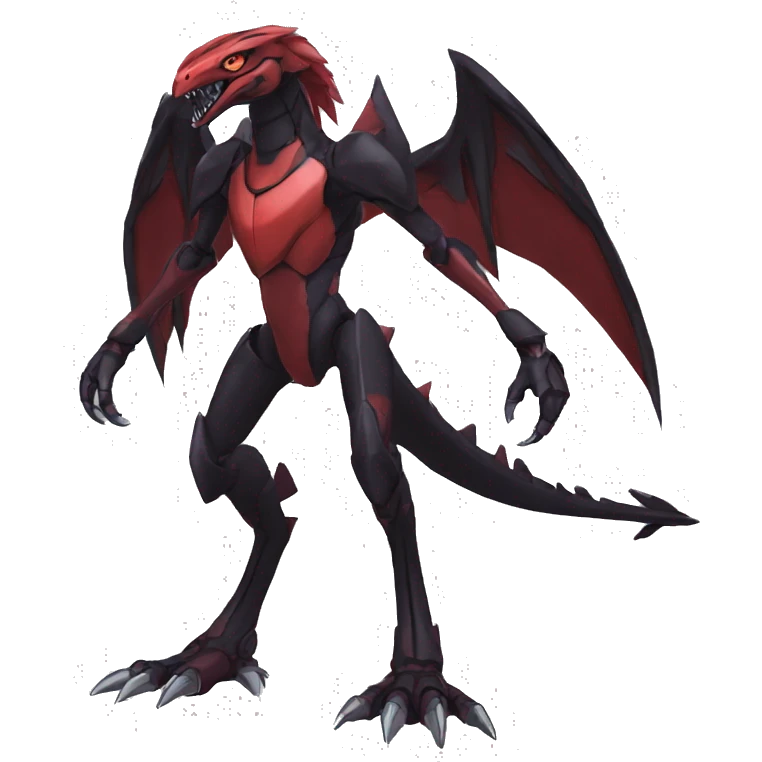  Cool Edgy Black Red Digimon-Fakemon-Raptor-Genesect-Reptile full body emoji