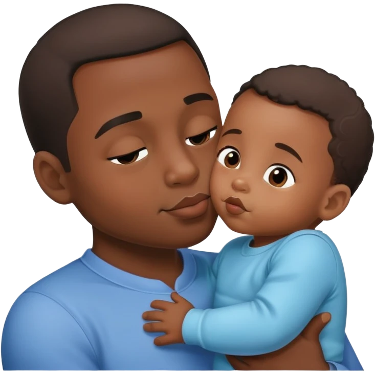 Black Baby kissing dad on cheek emoji