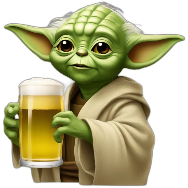 Yoda with a beer emoji